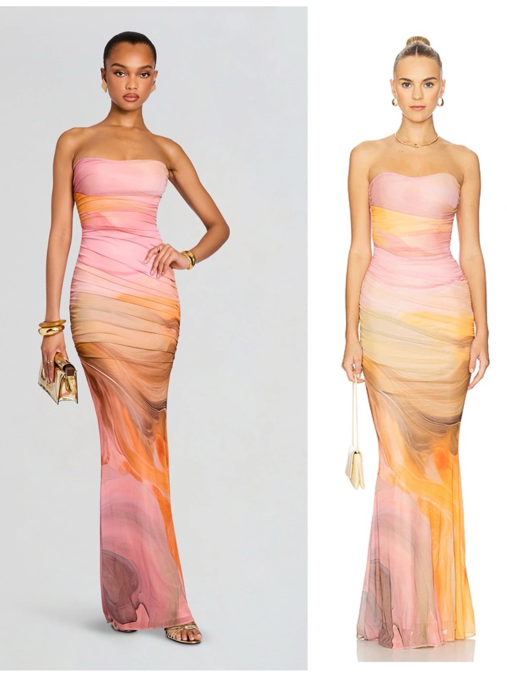 NWT Retrofete Isadore Maxi Long Dress Contour Brushstrokes Size Small